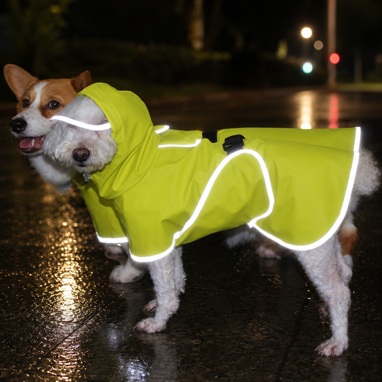 Reflective Belly-Cover Dog Rain Poncho
